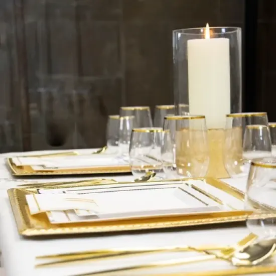 Silver Spoons Disposable Charger and Plate Set for Party, Includes 20 Charger Plates (13&rdquo;), 20 Dinner Plates (10.25&rdquo;) & 20 Side Plates (7.5&rdquo;), Silver image {4}