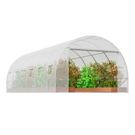 VEVOR Walk-in Tunnel Greenhouse, 19.4x9.7x6.5 ft Hoop House Greenhouse Tunnel with Galvanized Steel Frame, White PE Cover, 12 Windows image {8}