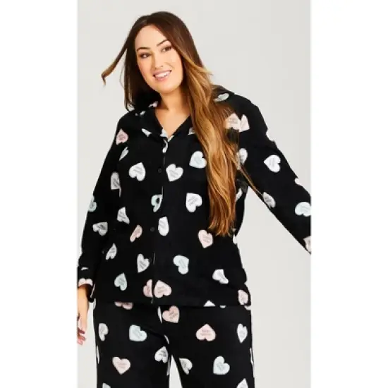 Women's Plus Size Button Up Fleece Top - black | AVENUE image {6}