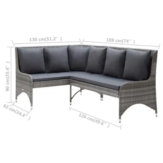 vidaXL Garden Sofa Set of 2 Grey image {5}