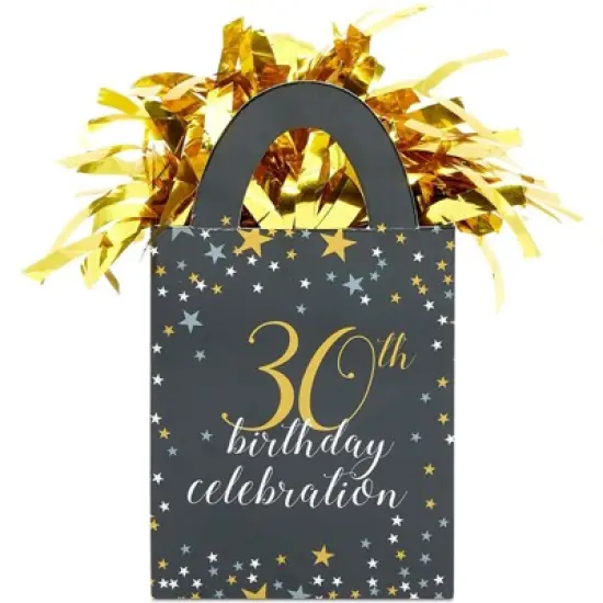 Sparkle and Bash 6 Packs 30th Birthday Party Balloon Weights, Black and Gold Decorations, 6oz image {3}