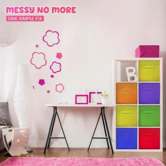 4E's Novelty 6 Packs 11 Inch Rainbow Color Storage Foldable Cube Bins, Colorful Storage Baskets image {6}