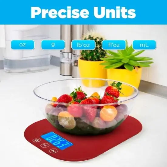 Smart Weigh Digital Food Scale -  11-pound capacity -  Red image {3}