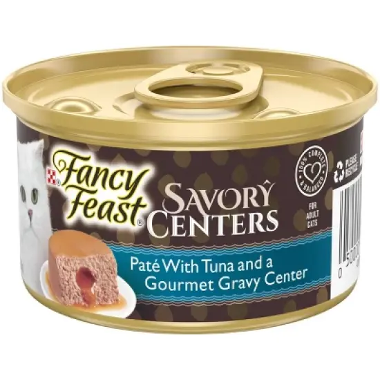 Purina Fancy Feast Savory Centers Pat&eacute; with Tuna and a Gourmet Gravy Center Wet Cat Food - 3oz/24pk image {5}