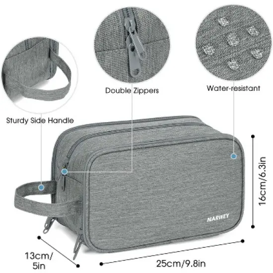 Narwey Travel Toiletry Bag with Brush Compartments for Men and Women image {4}
