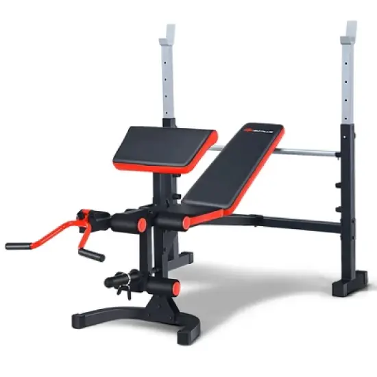 Costway Multi-function Adjustable Olympic Weight Bench W/Preacher Curl Home Gym Training image {9}