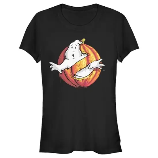 Junior's Ghostbusters Halloween Pumpkin Logo T-Shirt image {3}
