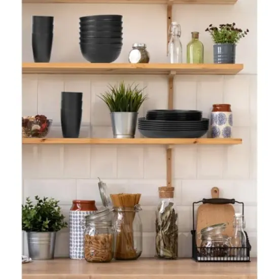 Itopfox 24-Piece Dinnerware Set for 6, Unbreakable Wheat Straw Plates & Bowls, Dishwasher & Microwave Safe, RV, Beach House & Daily Use, Black image {6}