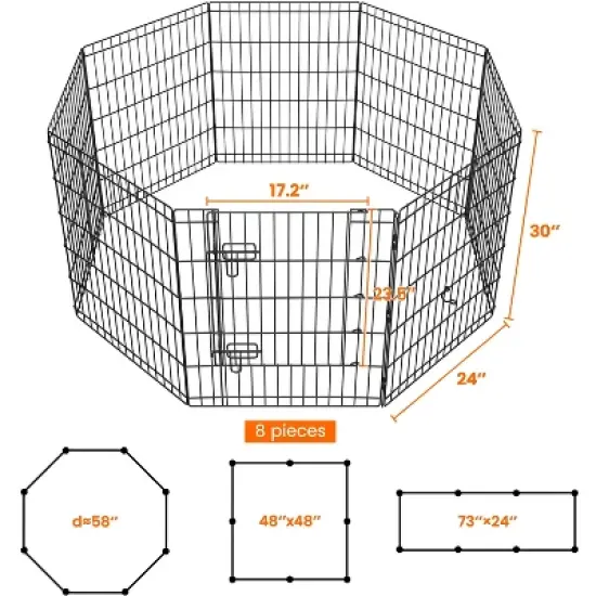 Yaheetech Foldable Metal Dog Exercise Pen Pet Playpen, Black image {2}