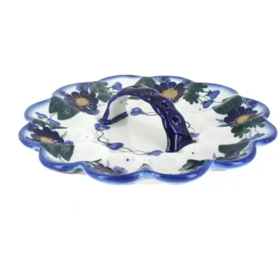 Blue Rose Polish Pottery 19B WR Unikat Egg Plate image {2}