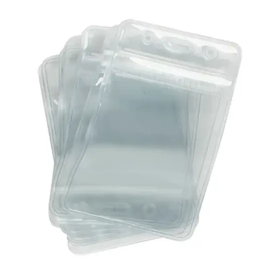 Unique Bargains 10 Pcs Clear PVC Waterproof Vertical ID Card Badge Holders image {3}