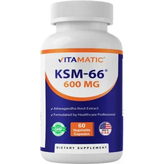 KSM-66 Ashwagandha Root Extract + Bioperine - 600mg, 60 Veggie Caps image {9}