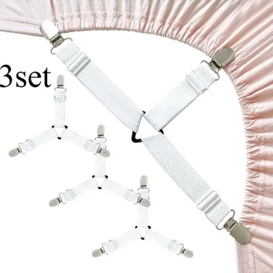 12 Pcs Bed Sheet Straps, Upgrade Fitted Bed Sheet Holders for Corners, Non Slip Sheet Clips White image {5}