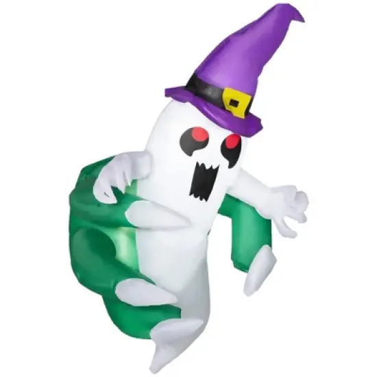4ft Inflatable Halloween Decoration, Lighted Window Sticker Ghost in Hat, Blow Up Outdoor LED Yard Display, Waterproof image {9}