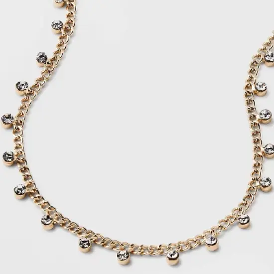 Crystal Station Cubic Zirconia Chain Necklace - A New Day&trade; Gold image {4}