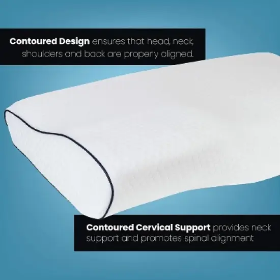 Healthy Spirit Contour Cervical Neck Pillow | Neck Pillow for Pain Relief Orthopedic Neck Support Shoulder Pain, White, 1 Count image {2}