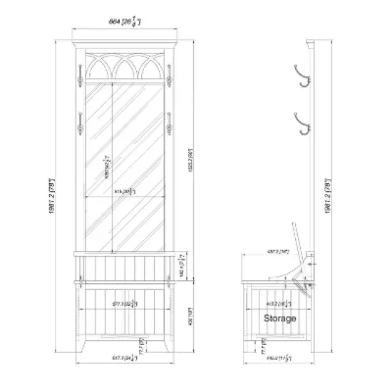 Alina Hall Tree White - Powell Company image {4}