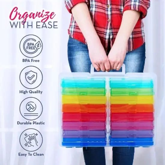 4E's Novelty 16 Pack Clear Multi-color Photo Box with 4x6 Photo Cases and Multicolor Photo Box image {2}