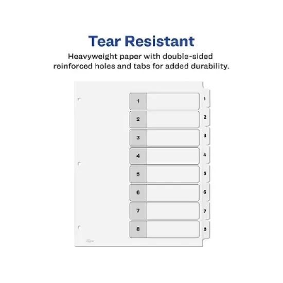 Avery Pre-Printed 8-Tab Numeric Dividers Customizable 11822 image {6}