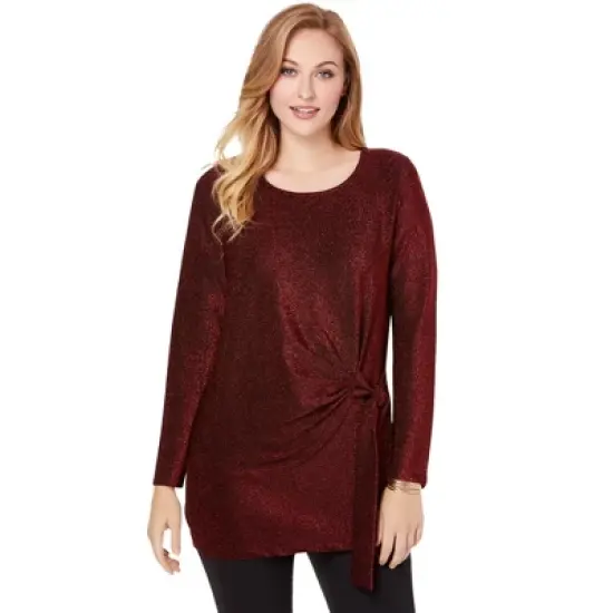 Jessica London Women&rsquo;s Plus Size Shimmery Side-Gathered Tunic image {4}