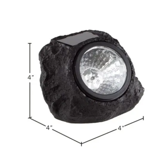 Nature Spring Solar-Powered LED Rock Lights &ndash; Black and Gray, 4-Pack image {2}