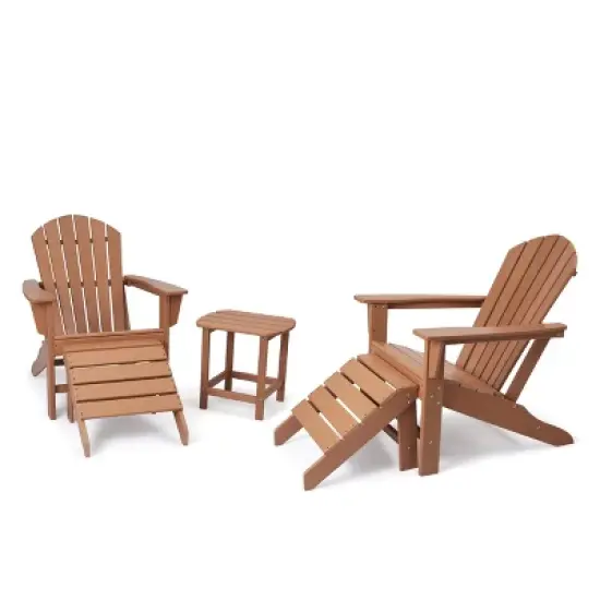 5pk Plastic Resin Adirondack Chair with Side Table & Ottoman - EDYO LIVING
 image {13}