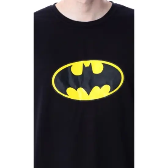 DC Comics Mens' Batman Logo Short Sleeve Shirt Pajama Short Set Black image {4}