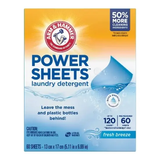 Arm & Hammer Laundry Detergent Sheets - Fresh Breeze - 60ct image {9}