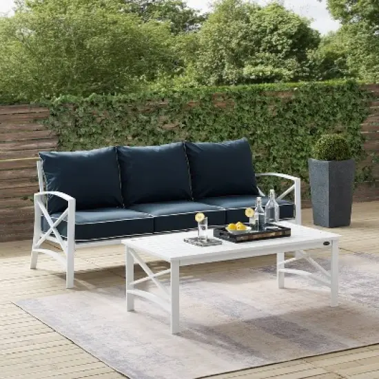 Kaplan 2pc Outdoor Sofa Set - Navy - Crosley image {7}