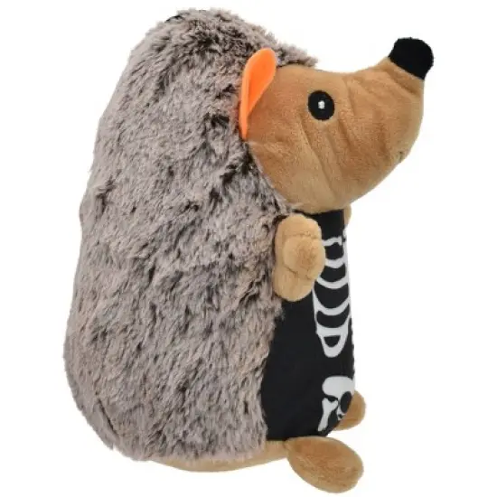Multipet Hedgehog Skeleton Dog Interactive Plush Toy - White/Tan/Black image {1}