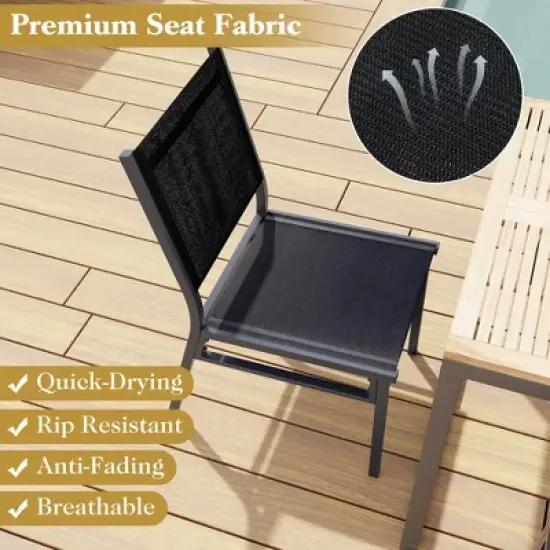 Tangkula Outdoor Dining Chairs w/ Breathable Seat Backrest Heavy-Duty Aluminum Frame image {7}
