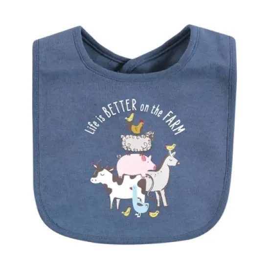 Hudson Baby Infant Boys Cotton Bibs, Green Farm Animals, One Size image {2}
