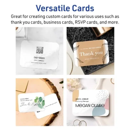 Avery 2-1/2" x 3-1/2" Rounded Corner Cards, Glossy White, 60ct image {2}