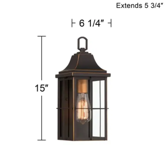 John Timberland Sunderland Rustic Mission Outdoor Wall Light Fixture Black Gold 15" Clear Glass for Post Exterior Barn Deck House Porch Yard Patio image {7}