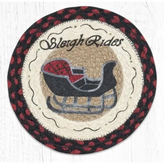 Earth Rugs Sleigh Rides Round Trivet &ndash; Rustic Holiday Kitchen Hot Pad 10"x10" image {3}