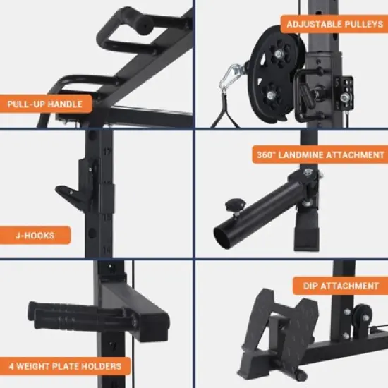 2000LB Power Cage with Dual Pulley System - 5-In-1 Squat Rack, Pull-Up Station & Dip Bars | Space-Saving Home Gym image {4}