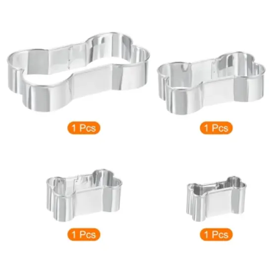Unique Bargains Baking Versatile Rust-proof Dishwasher Safe Cookie Cutter Set Silver Tone 4 Pcs image {2}