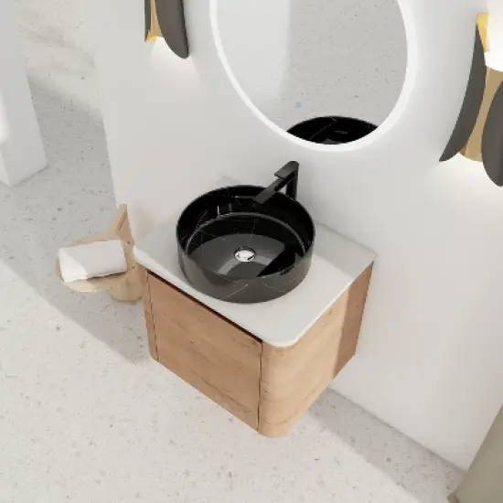 GDFStudio Ford Wall-Mounted Bathroom Vanity With Ceramic Round Sink image {1}