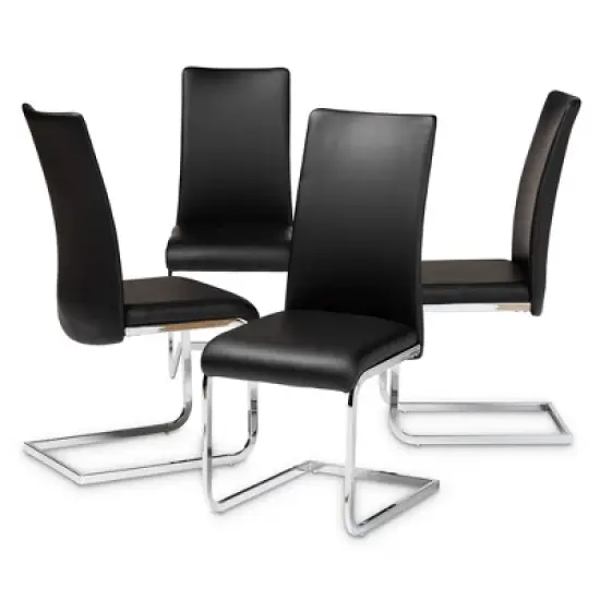 Set of 4 Cyprien Modern and Contemporary Faux Leather Upholstered Dining Chairs - Baxton Studio image {5}