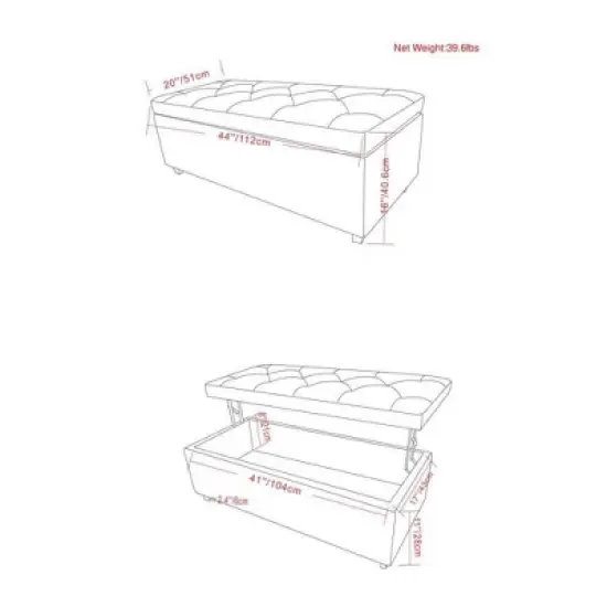 Rectangular Springfield Lift Top Storage Ottoman - WyndenHall image {8}
