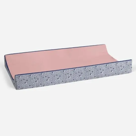  Bacati - Olivia Solid Coral/Navy Quilted Changing Pad Cover image {2}