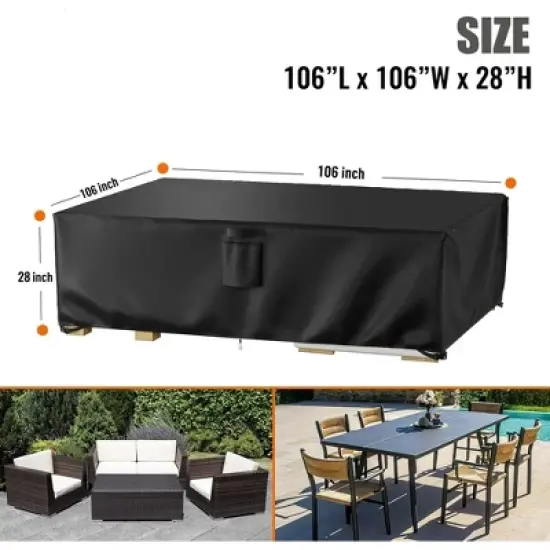 MOVSSOU Patio Furniture Covers Couch Sectional Sofa Set Waterproof Rectangular image {4}