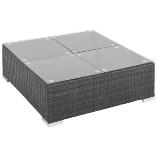 vidaXL 7 Piece Patio Lounge Set - Black Poly Rattan Garden Furniture - Includes Corner Sofas, Ottoman, Coffee Table & Soft Cushions for Outdoor Use image {4}