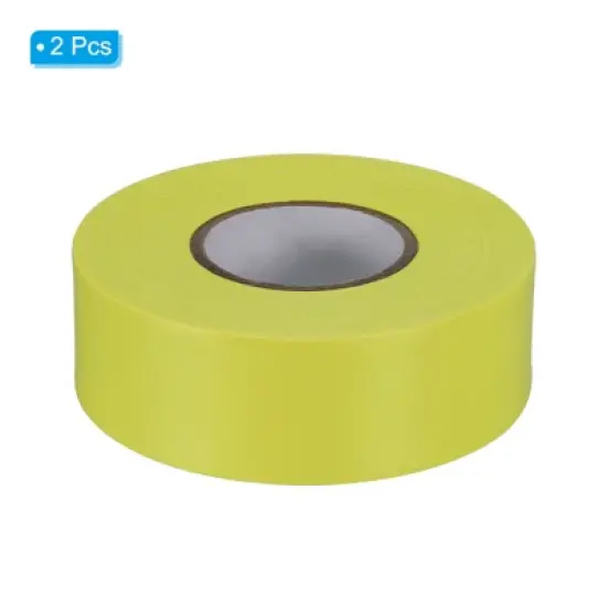 Unique Bargains PVC Non-Adhesive Flagging Tapes for Trail Outdoor 2 Pcs Yellow 1-1/5" x 147 ft image {2}