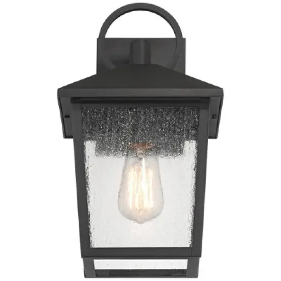 John Timberland Westmont 13 3/4" High Modern Outdoor Wall Light Fixture Mount Porch House Set of 2 Weatherproof Sand Black Aluminum Seeded Glass Shade image {8}