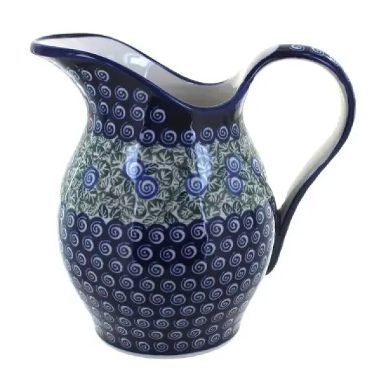 Blue Rose Polish Pottery 1160 Zaklady Pitcher image {2}