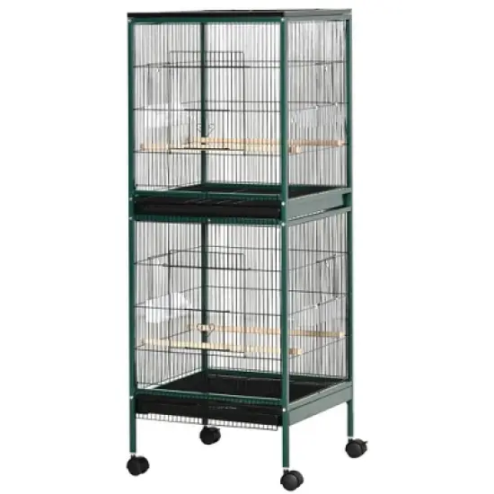 Resenkos Rabbit Hutch, Duck Cage Hutch,Rabbit Coop, 54" 2-Story Large Rabbit Hutch Bunny Cage with Lockable Doors, No Leak Tray,Natural Orange image {9}