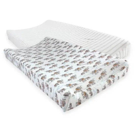 Touched by Nature Baby Organic Cotton Changing Pad Cover, Elephants, One Size image {1}