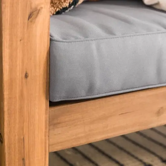 Galia Square Leg Acacia Wood Patio Loveseat with Cushions - Brown - Saracina Home image {10}