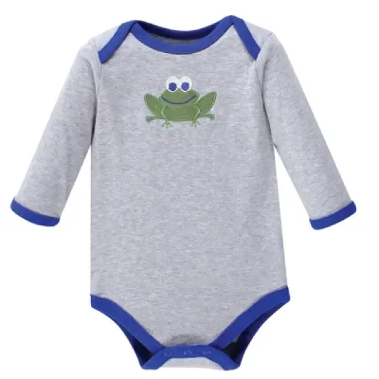 Luvable Friends Baby Boy Cotton Long-Sleeve Bodysuits 5pk, Frog image {4}